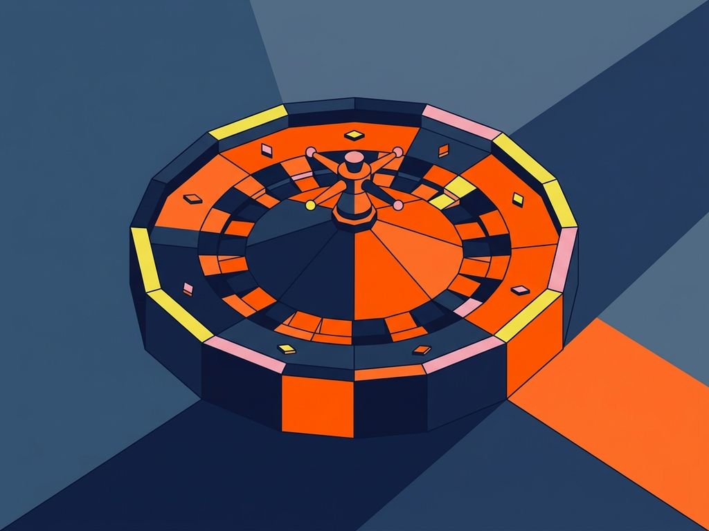 Isometric roulette wheel segment in navy and orange